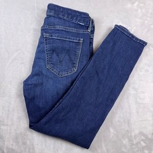 Mother The Looker Crop Skinny Jeans Blue Here Kitty Kitty 1121H-104 Womens 27